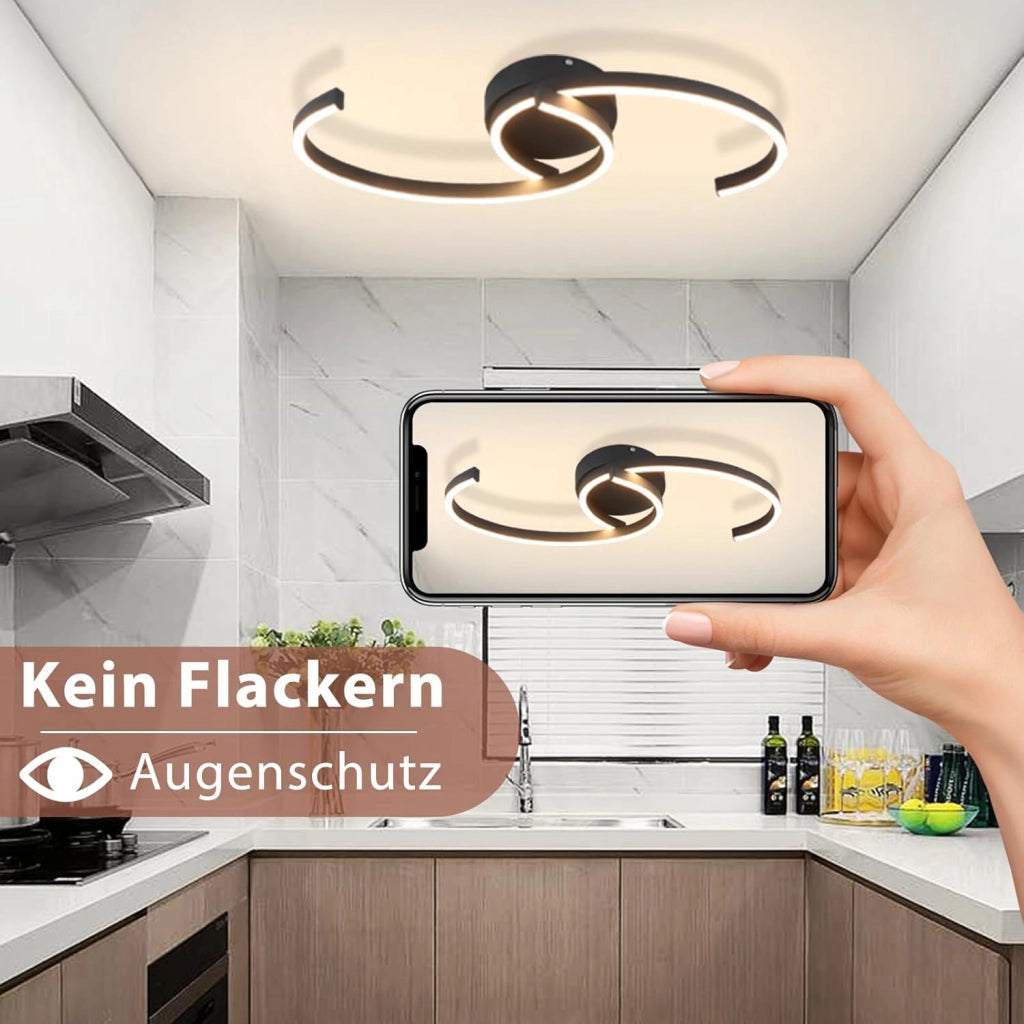 ZMH Lampada da soffitto plafoniera LED moderna nera 24W 3000K bianco caldo per soggiorno