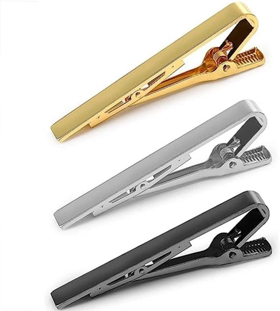 Set di 3 Decorativi Spille per Cravatta in Oro, Argento e Nero per Feste, Compleanni e Eventi di Lusso