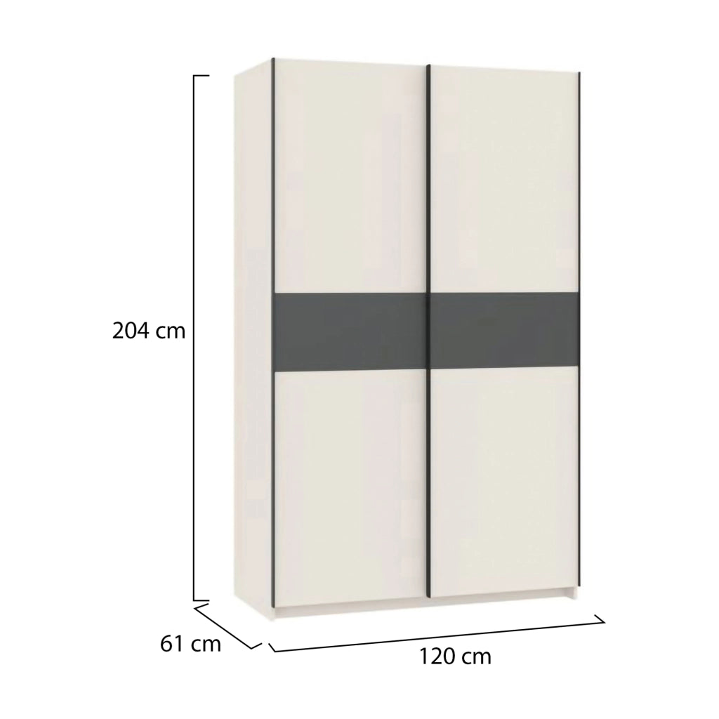 Armadio Camera da Letto Maba, Guardaroba 2 Ante 2 Ripiani, 120x204h cm Beige Cashmere