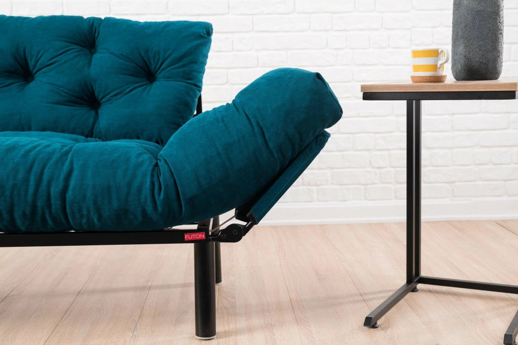 Guchol, Divano Letto 2 Posti Contenitore, 155x70 cm Azzurro