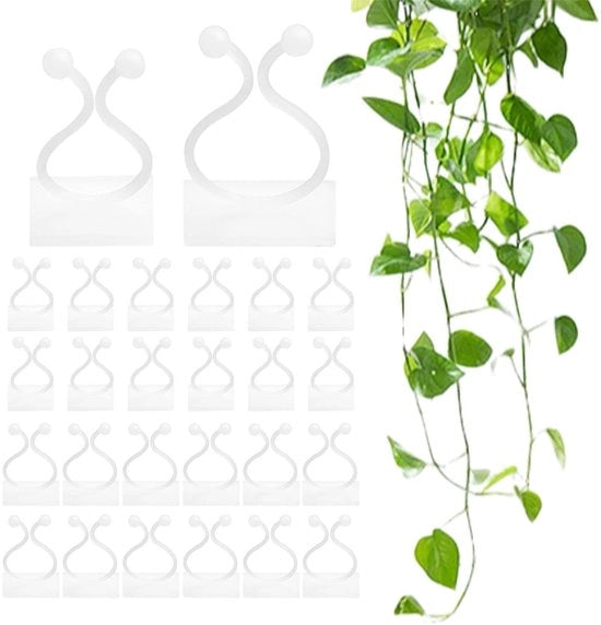 Clips per piante 120 pezzi - Adesivi autoattaccanti per piante da parete - Supporto per piante murale - Aiuto per la crescita - Organizzatore di cavi - 2 misure (20mm/25mm)