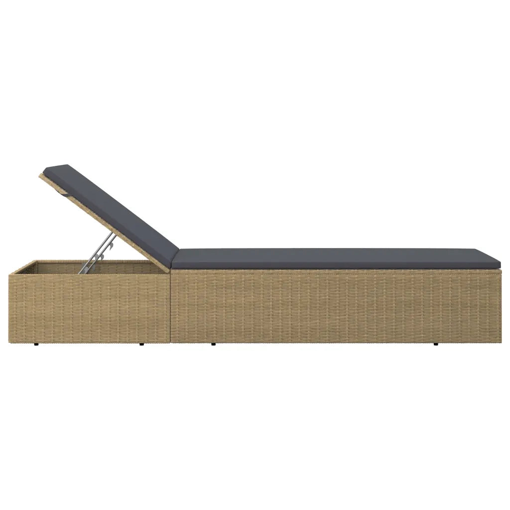 Lettino Prendisole | Sdraio da giardino | Lettino da sole in Polyrattan Marrone e Grigio Scuro