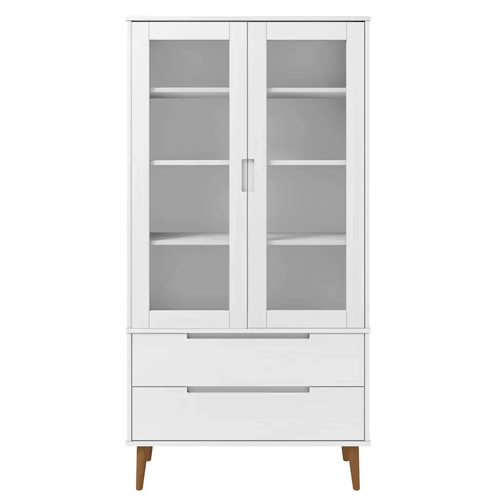 Vetrina in stile scandinavo con ampio spazio contenitivo 90 x 35 x 175 cm realizzata in legno di pino bianco 02_0047121
