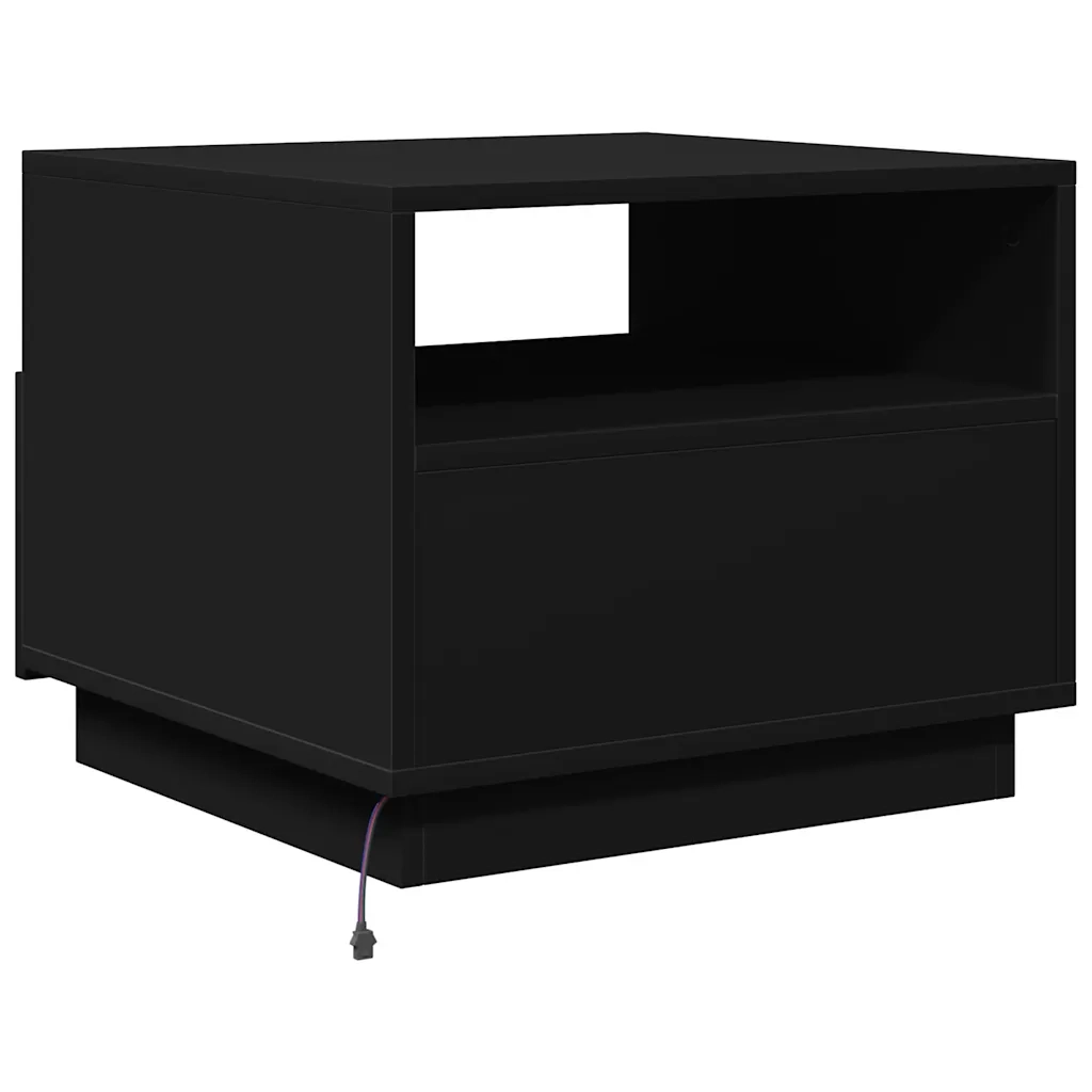 Tavolino da Soggiorno con Luci LED Nero 50x49x40 cm 839827