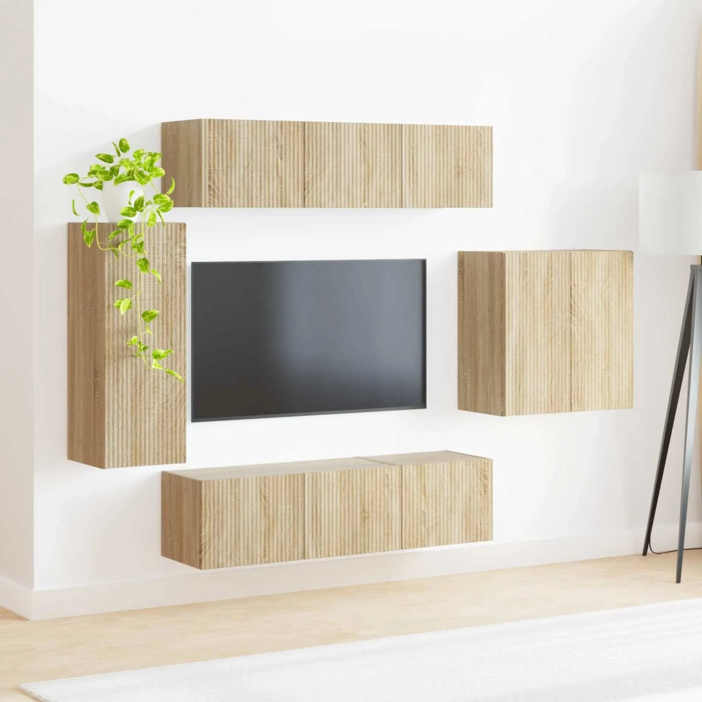 Set di Mobiletto da TV a Parete 6 pcs Rovere Sonoma 3408945
