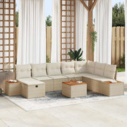 Set Divano da Giardino con cuscino 9 pcs Beige polyrattan 3359663