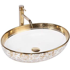 Lavabo Da Appoggio Rea Margot White/gold