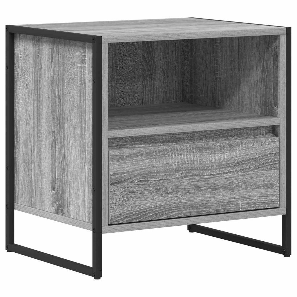 Comodino con cassetto 2 pz-Set di 2 Tavolino da notte Grigio Sonoma 50 x 39,5 x 50 cm