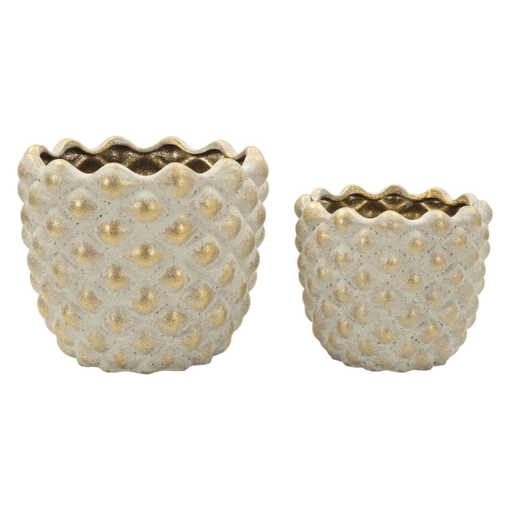 Set di 2 Vasi Decorativi VKH1023, Grigio, Ceramica, 23x23x18 cm