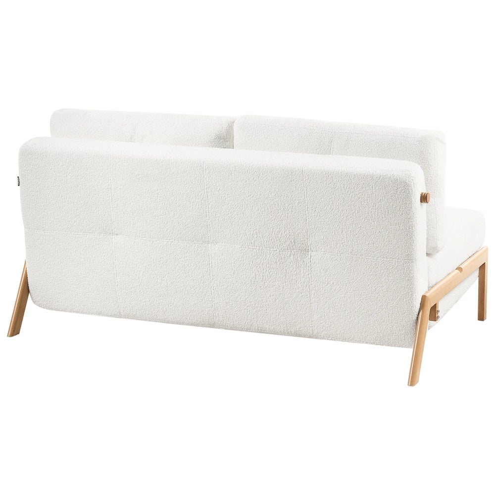 Divano letto in tessuto boucle bianco 2 cuscini per sedersi Scandinavo