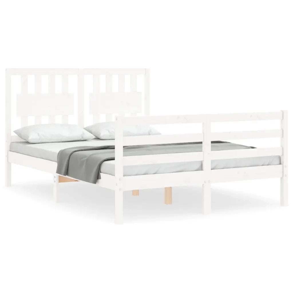 Giroletto con Testiera-Struttura Letto con testiera Bianco 120x200 cm in Legno Massello 959720