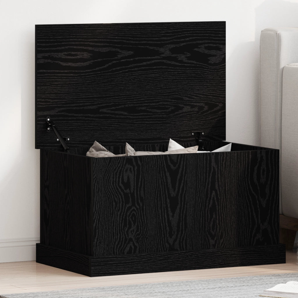 Box di Stoccaggio  Nero Rovere 70x40x38 cm Legno Ingegnerizzato