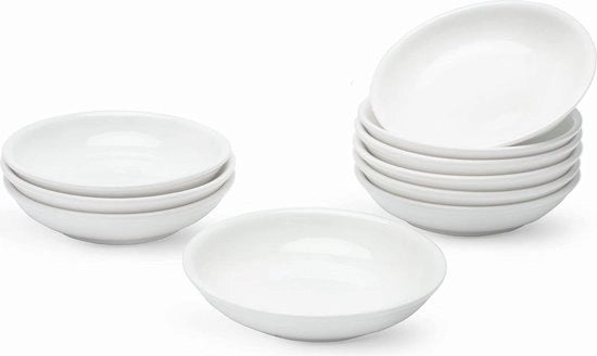 Piatti di salse di soia 3 oz - contenitori per immersione ceramici - 10 pezzi - 10 cm - contenitori per salse in bulk - piatti per antipasti mini - piatti per condimenti di spezie e ketchup per sushi e BBQ - piatti profondi e larghi