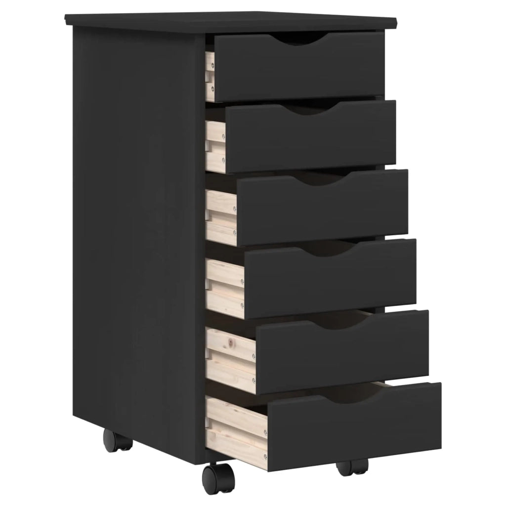 Set scrivania e mobiletto su ruote MOSS 2 pz Nero 3438788