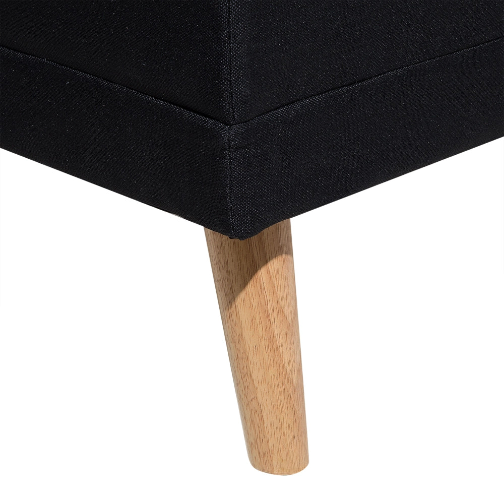 Gambe in legno massello rettangolari imbottite in tessuto Nero ottomana moderno minimalista