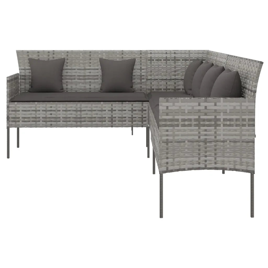 Divano da Giardino a L con Cuscini Grigio in Polyrattan 362337