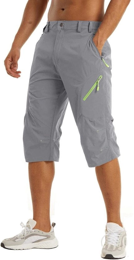 Abbigliamento da Trekking per Uomo - Pantaloni da Trekking 3/4 - Pantaloni da Ciclismo - Pantaloncini da Estate - 4 Tasche di Raccordo