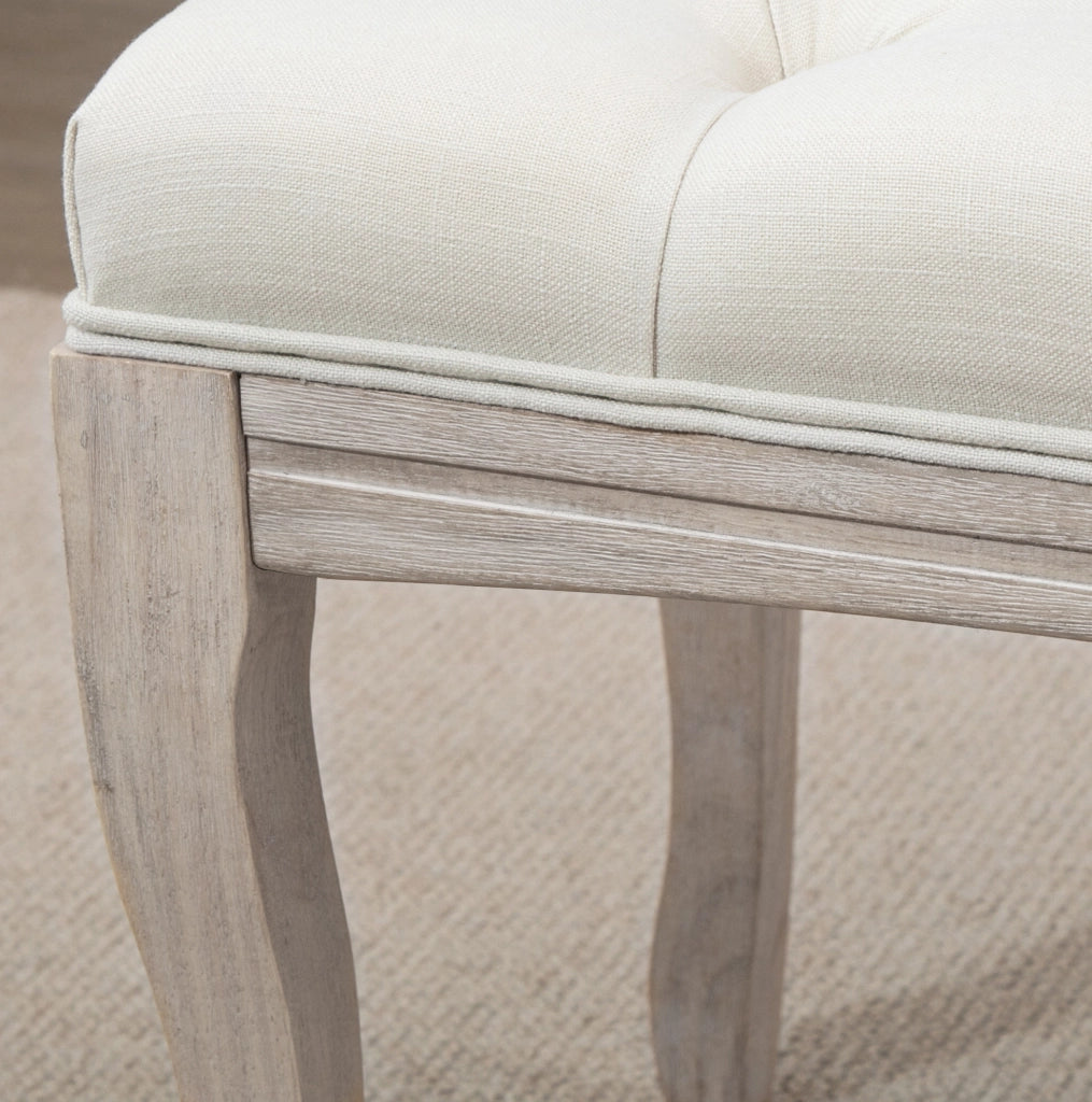 Panca imbottita beige stile francese 110x40x48 cm