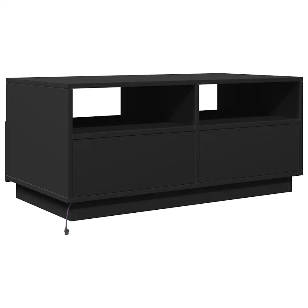 Tavolino da salotto | Tavolino da caff¨¨ | Tavolino da Soggiorno con Luci LED Nero 90x49x40 cm