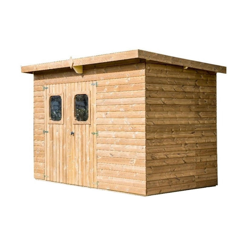 Casetta da giardino in legno termo-trattato 19 mm – 316x180 cm – porta vetrata e tetto bitumato – THE3218.02N Foresta