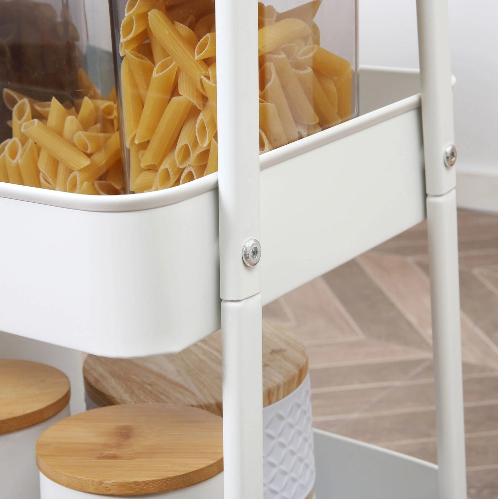 Carrello da cucina 45 x 31 x 79,4 cm bianco – 3 livelli con coperchio