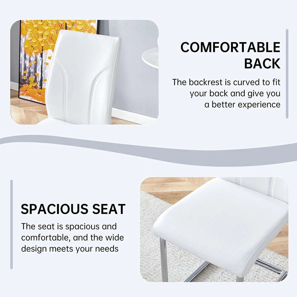 Set 2 sedie da pranzo - Xylo - PU bianco gambe argento