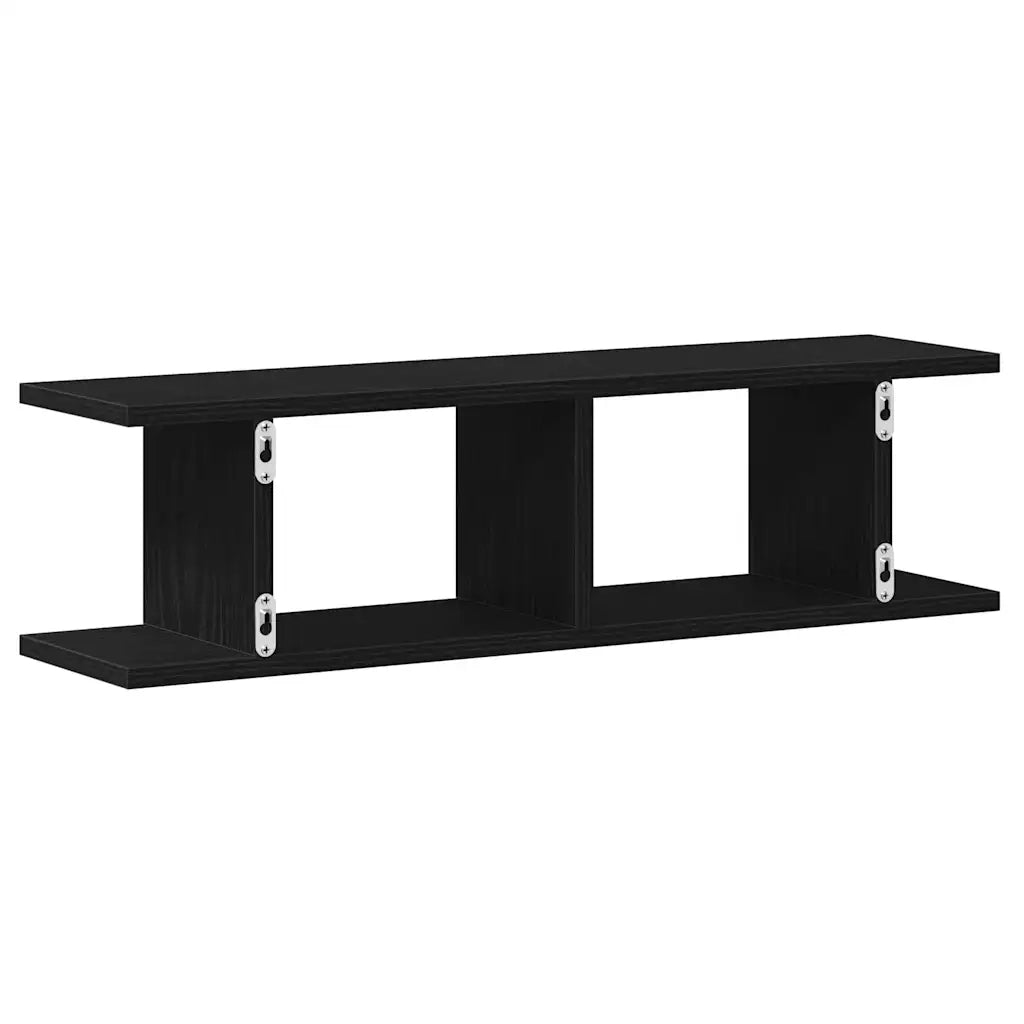 Mensole da Parete 2 pz Rovere Nero 75x18x20 cm in Truciolato