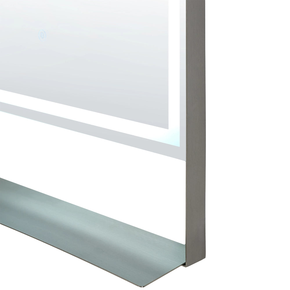 Specchio LED da Parete Moderno 100 x 60 cm con Mensola per Bagno, Camera da Letto e Trucco