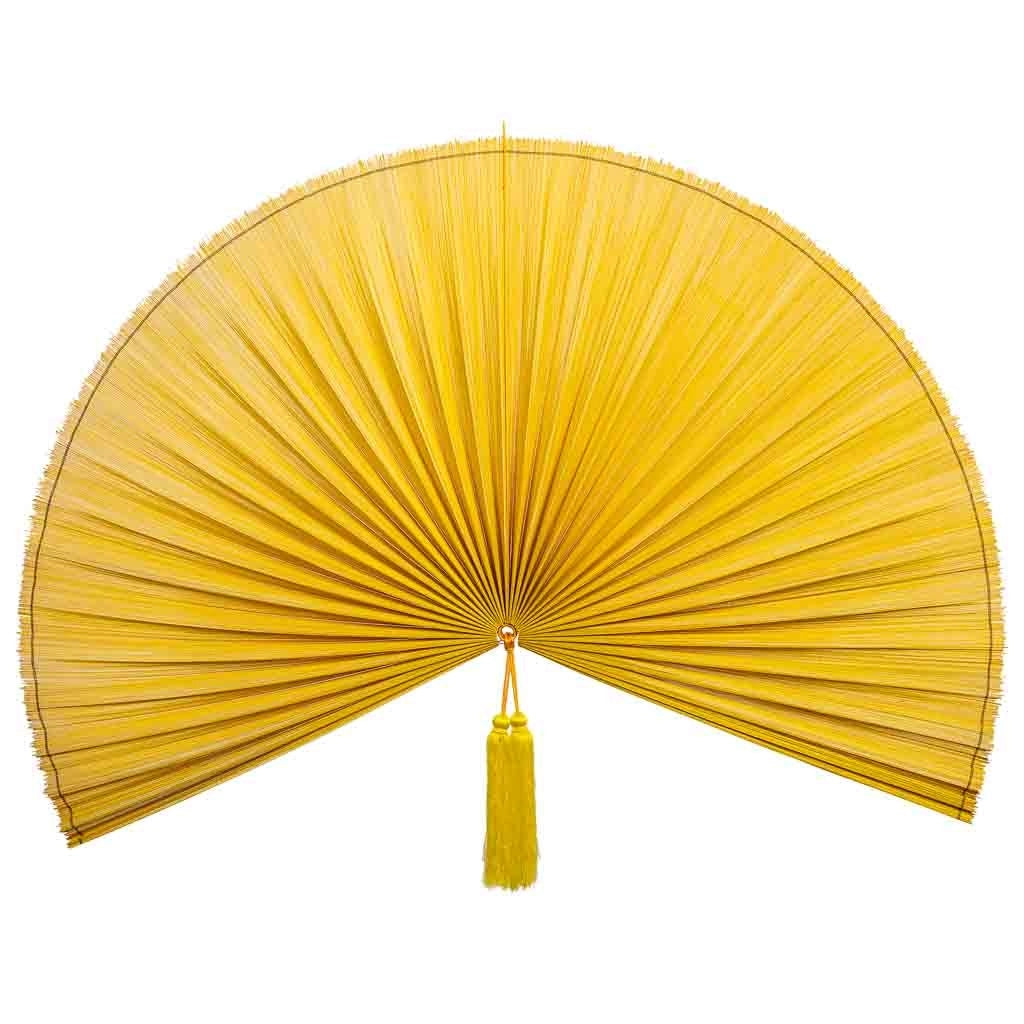 Decorazione da parete Palmito in bambù e tessuto giallo 145x75x2h cm