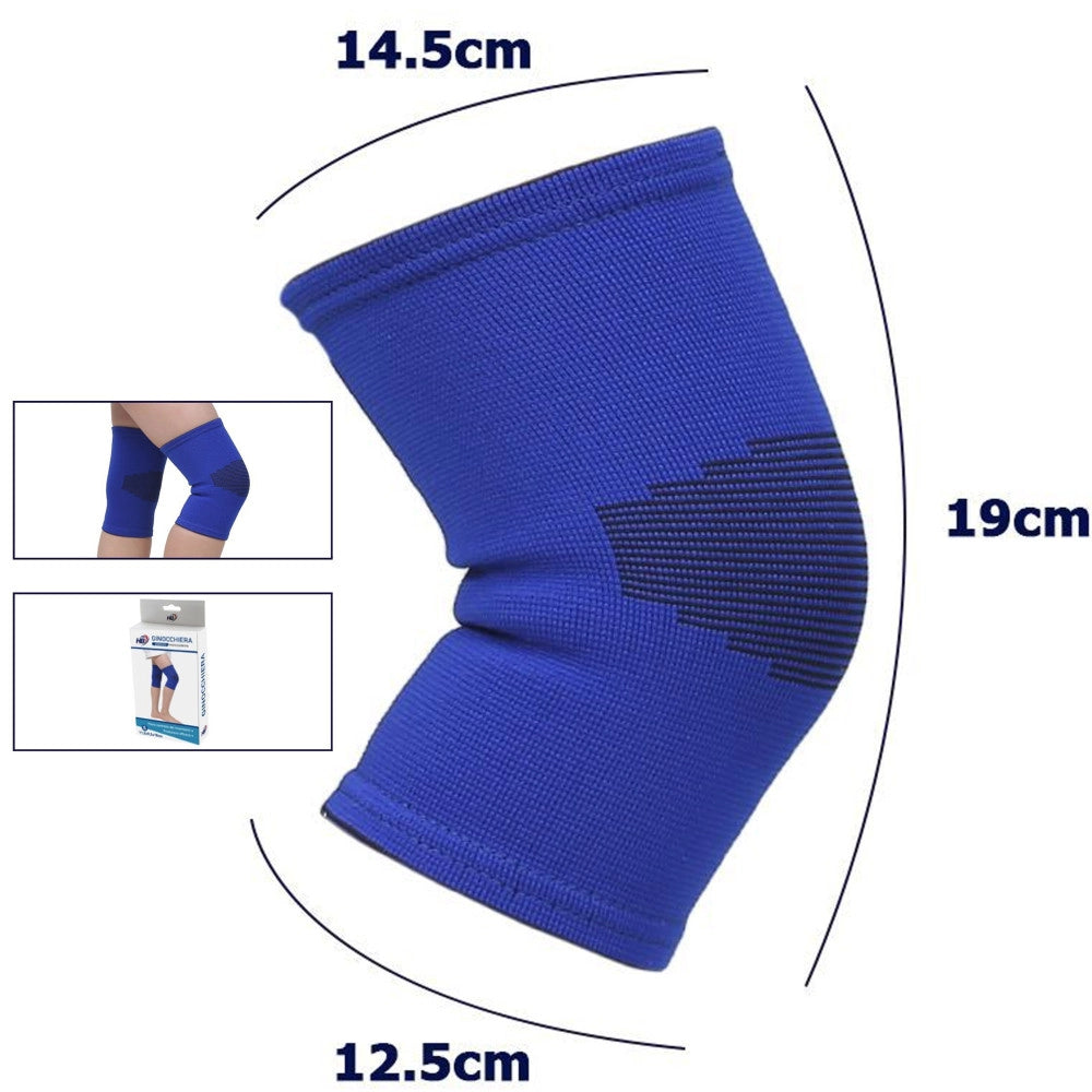 Trade Shop - Coppia Ginocchiere Fascia Elastica Anallergica Lavabile Per Bambini Blu Tg. M -