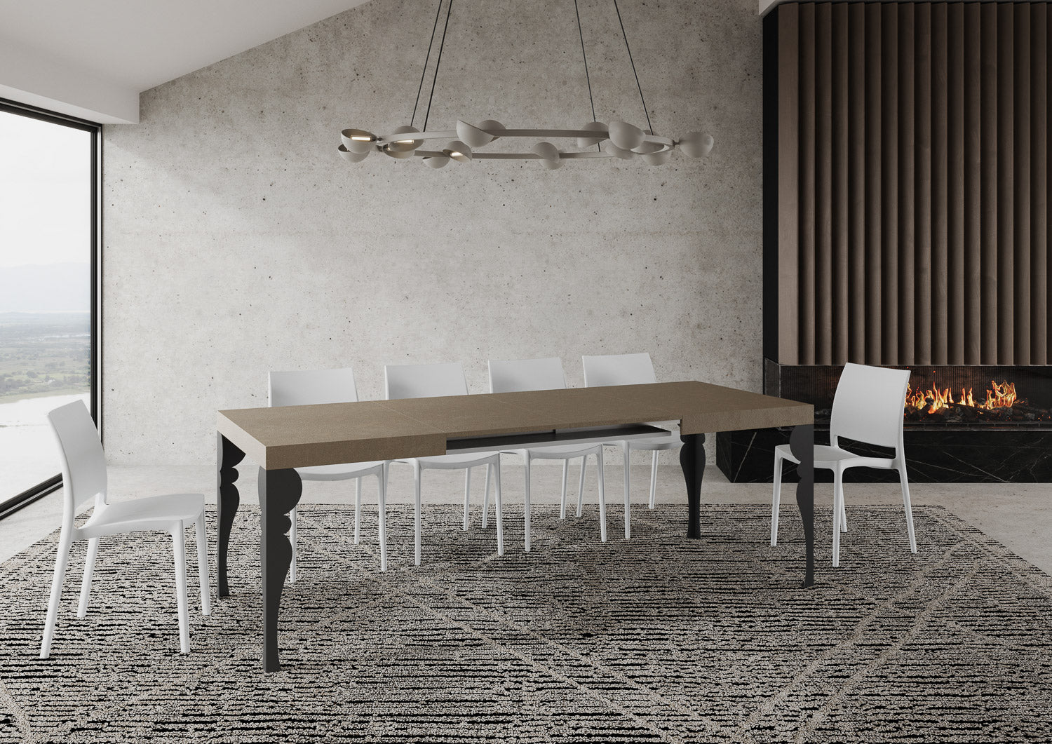 Tavolo Allungabile 120/380x90 cm Paxon Tortora Gambe Antracite