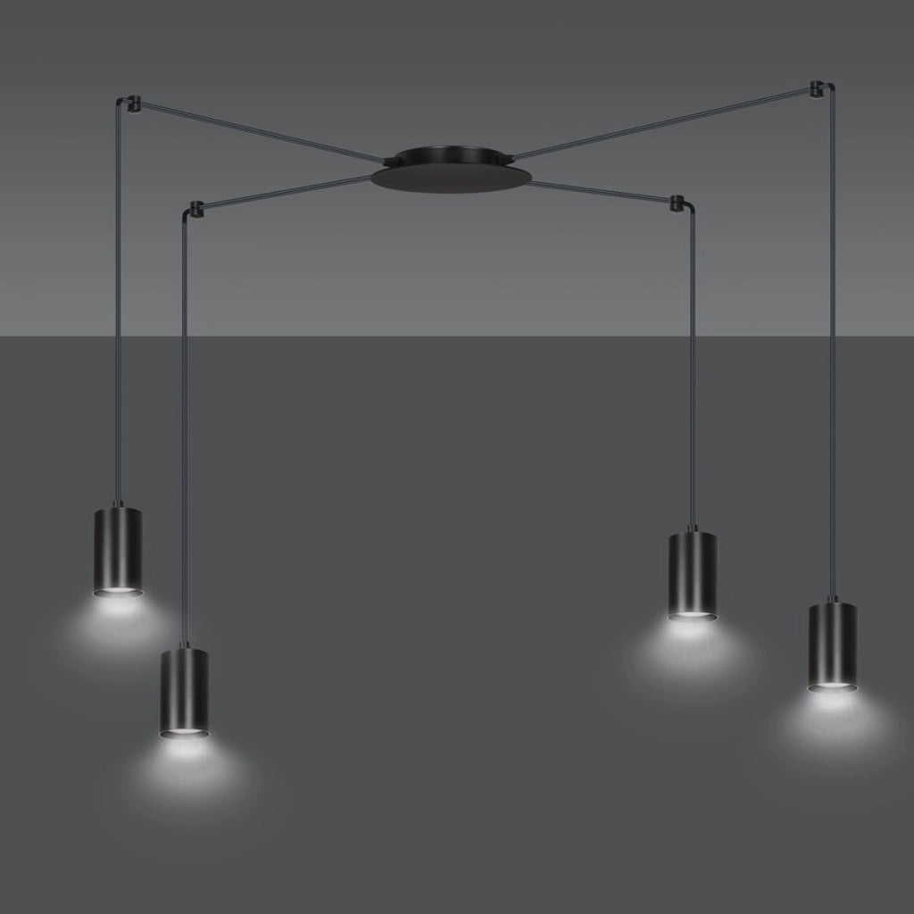 Lampada a sospensione TRAKER con struttura in acciaio nero