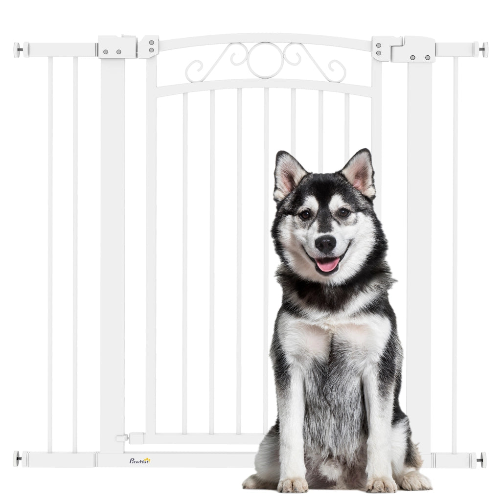 Barriera per Cani Porta con Larghezza Regolabile 76-104 cm ¨C zephmum ¨C Bianco