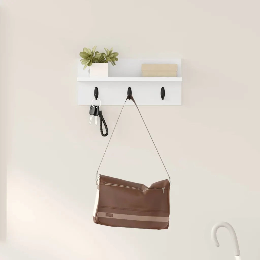 Appendiabiti a muro Bianco 40 x 10,5 x 18 cm Legno multistrato 874379