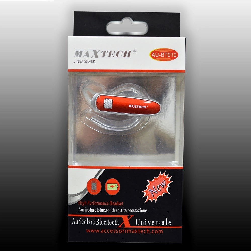 Trade Shop - Auricolare Bluetooth Maxtech Au-bt010 Universale Cuffia Per Smartphone Versione 4.2 -