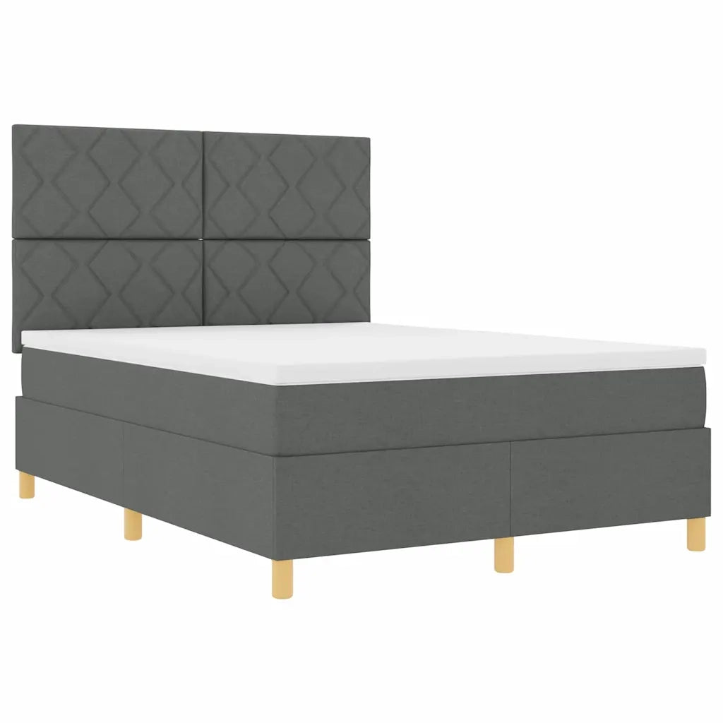 Letto a molle con materasso Grigio scuro 140 x 190 cm Tessuto 3339694
