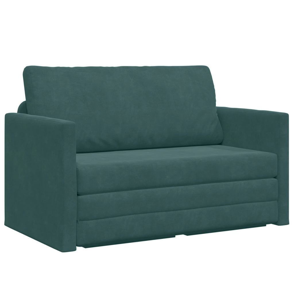 Divano Letto a Terra 2-in-1 Verde Scuro 124x204x61 cm Velluto