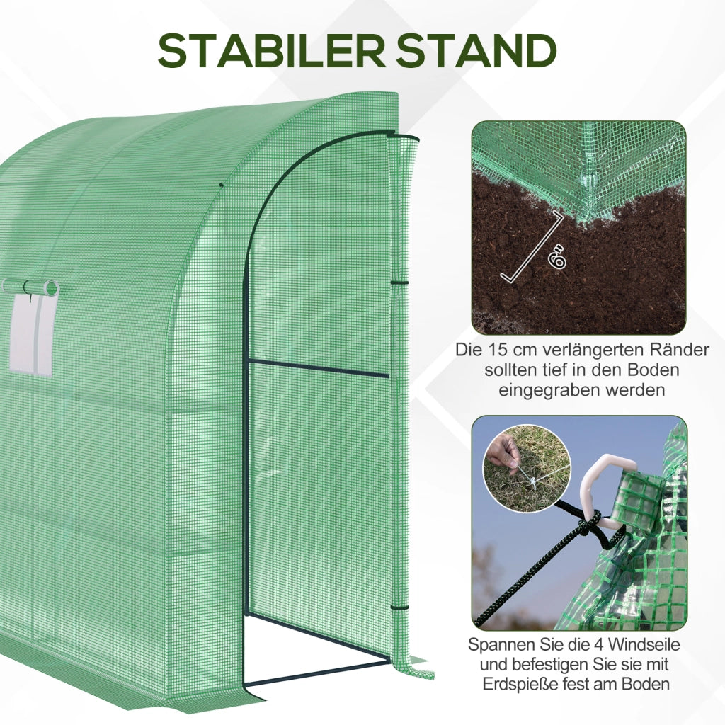Serra da giardino con finestre a rete e porte arrotolabili ¨C zephmum ¨C Verde, 200x100x215 cm