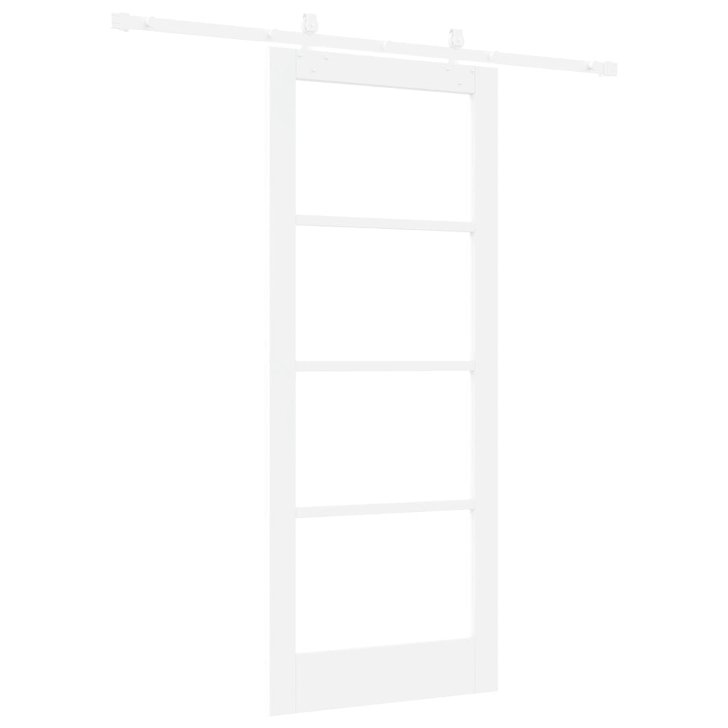 Set di Porta Scorrevole  con Hardware Bianco 83x202 cm Legno Massello in Pino