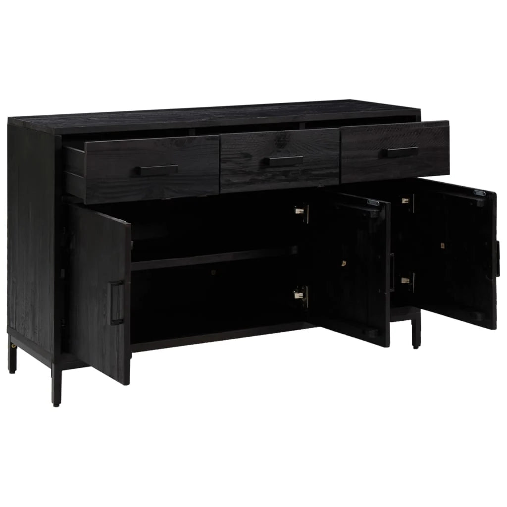 Credenza cassettiera mobile contenitore organizer cucina soggiorno salotto 110 x 35 x 70 cm legno massello di pino nero 02_0035843