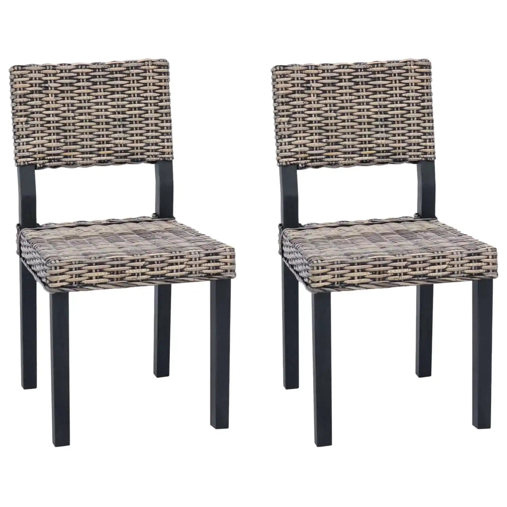 Sedia da pranzo 2 pcs Nero Lavato 46 x 55 x 84 cm Rattan Kubu