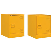 Set di 2 Comodini | Armadio da Notte | Mobiletto da notte Giallo Senape 34,5x39x44 cm in Acciaio