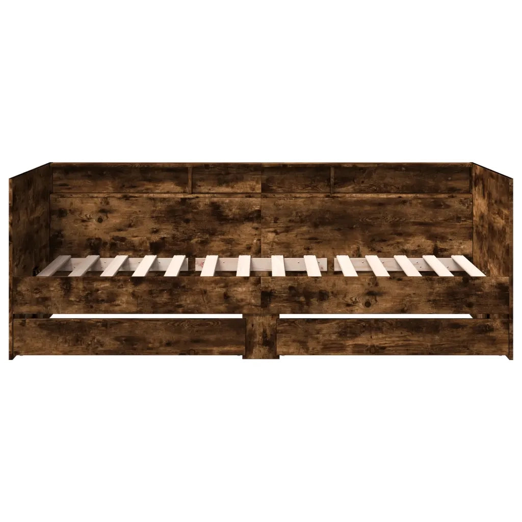 Divano Letto con Cassetti senza Materasso Rovere Fumo 90x200 cm 3280850
