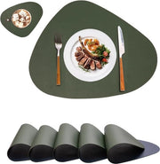 Piatti per tavola in pelle lavabile - Stile e praticità - Set da 6 - Verde e blu - Bicchieri per entrambi i lati