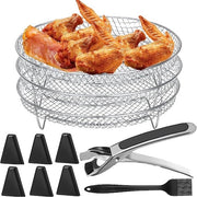 Accessori deidratore a stantuffo rotondo in acciaio inox - 3 strati sovrapposti - con piedini e lingua in silicone - compatibile con torri da 4,8L a 6,6L.