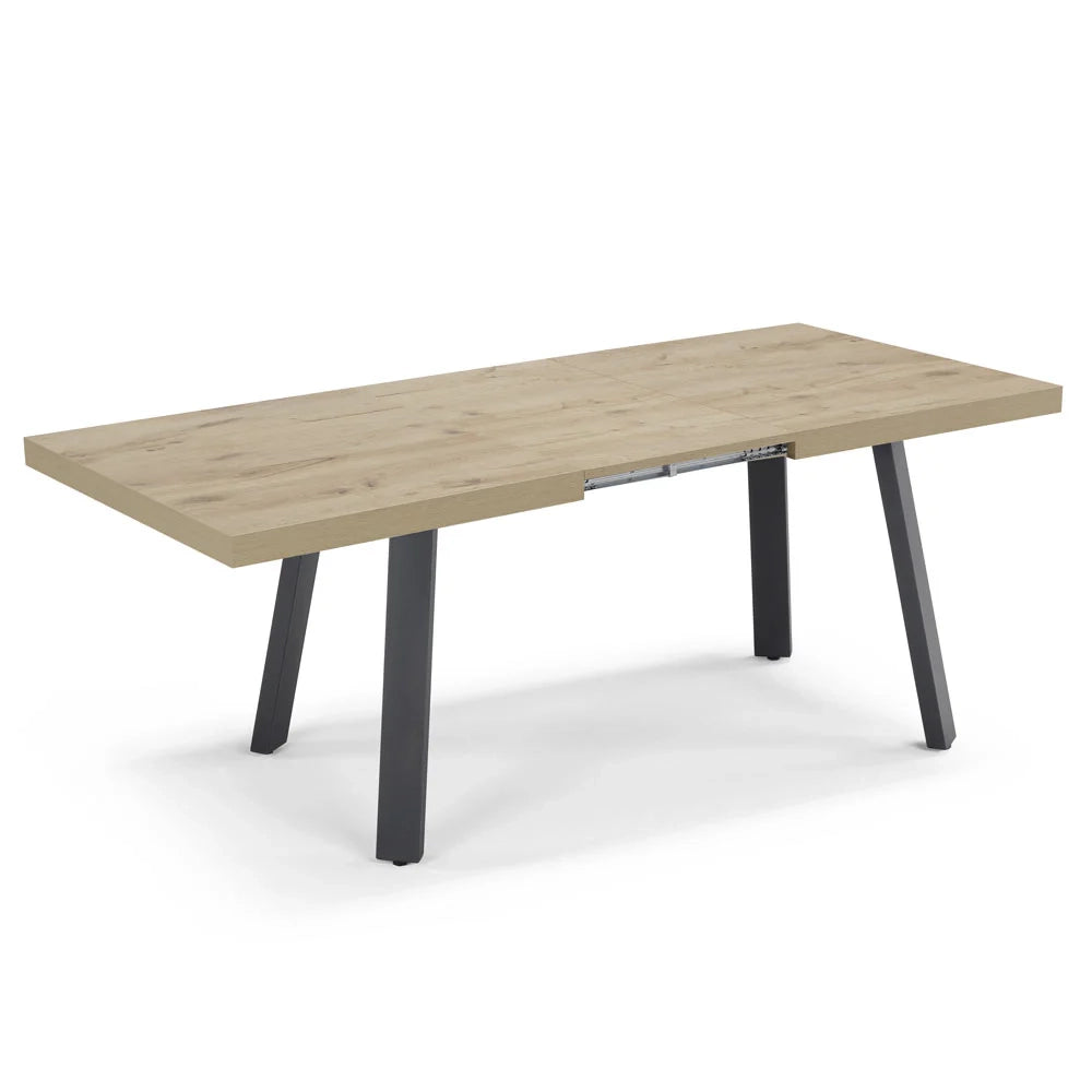 Tavolo allungabile da pranzo Quercia 160X90 modello MIRO’ fino a 260 CM per sala da pranzo, cucina e soggiorno, design moderno con top in melaminico