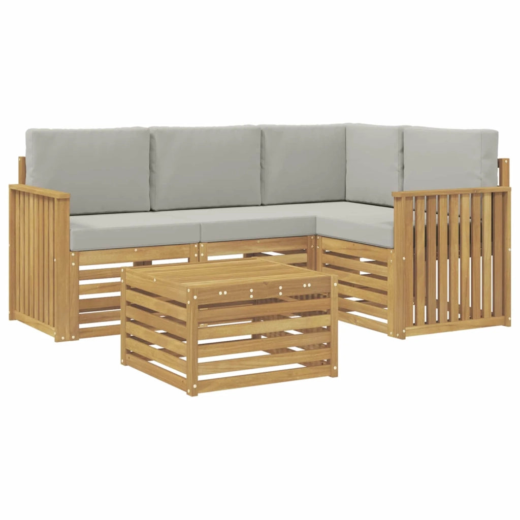 Set di divani da esterno 5 pcs Bianco e Grigio Chiaro 3391791