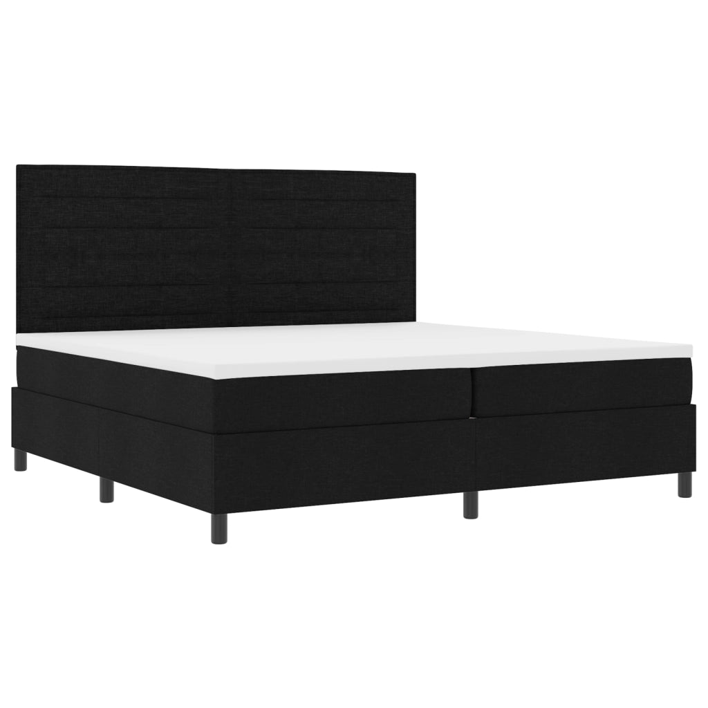 Letto con Box Spring e Materasso Nero 200x200 cm in Tessuto