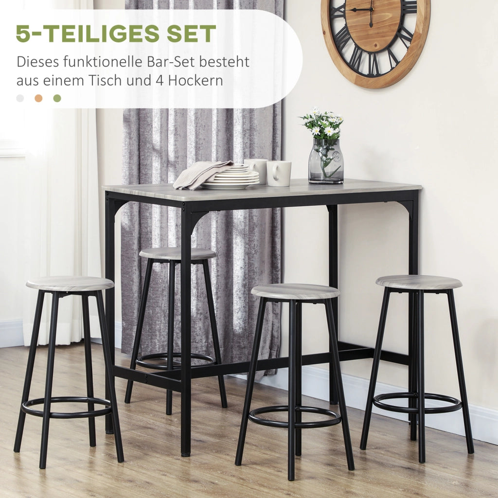 TAVOLO BAR Set da 5 pezzi 110x50x89,5 cm MDF Grigio