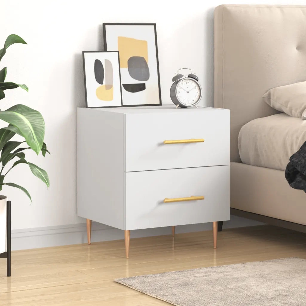 Comodino Bianco 40x35x47,5 cm in Legno Multistrato 827276